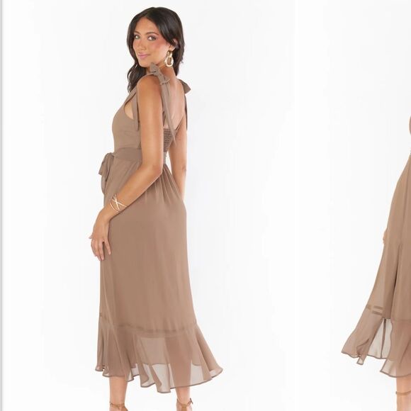 NWT Show Me Your MuMu Claire Dune Chiffon Midi Dress - Picture 4 of 12